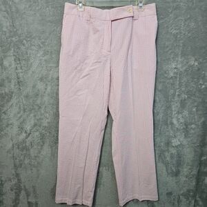 Madison Studio Sz 12 Pink White Pants Seersucker vintage cotton spandex
